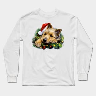 Lazy Australian Terrier Dog at Christmas Long Sleeve T-Shirt